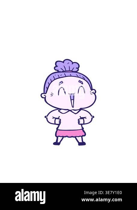 bobbing motion animation of cheerful happy old lady Stock Video Footage ...