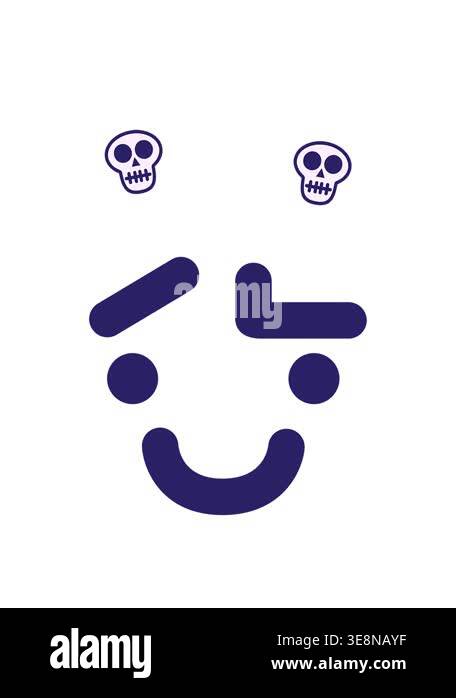 spinning skulls animation of simple raised eyebrow face icon Stock ...