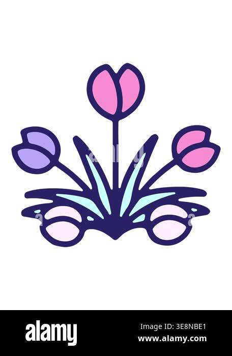 shine light effect animation of cartoon tulip flower design Stock Video ...