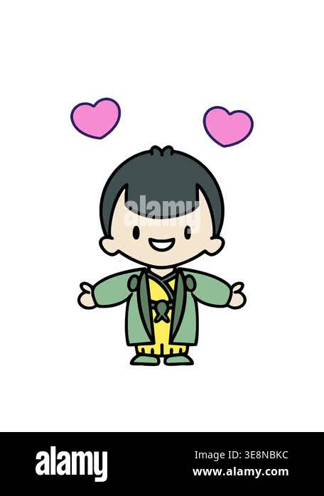 spinning hearts animation of japanese man in wedding clothes with open ...