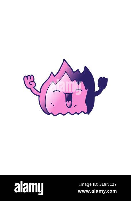 radioactive glowing animation of cartoon doodle happy red flame Stock ...