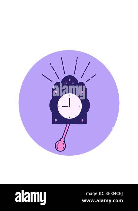 stretching up animation of icon of a tattoo style ticking clock Stock ...