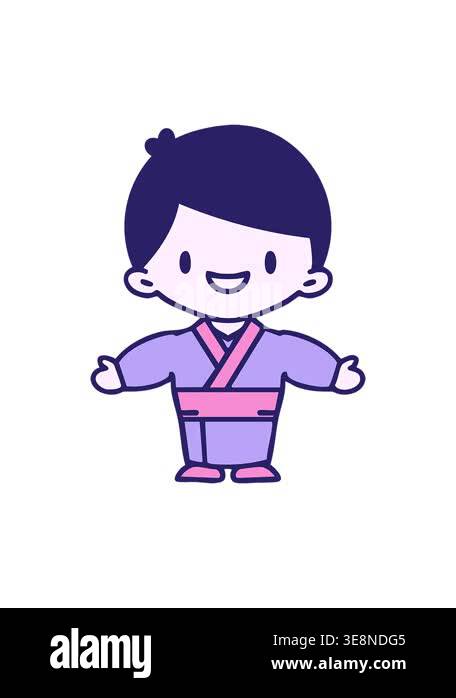 bob and pause animation of a japanese man in traditional clothing with ...