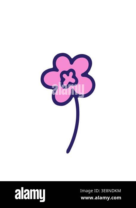 stretching up animation of cartoon of simple flower Stock Video Footage ...