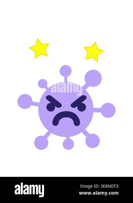 spinning stars animation of simple annoyed virus image Stock Video ...