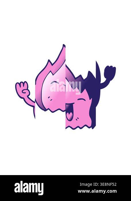 splitting motion animation of cartoon doodle happy red flame Stock ...