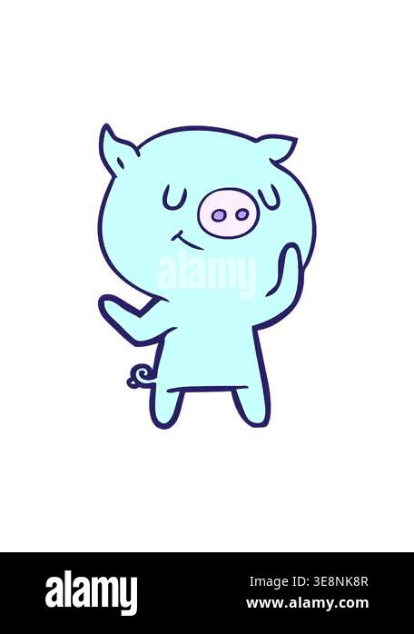 spinning motion animation of happy cartoon simple pig drawing Stock ...