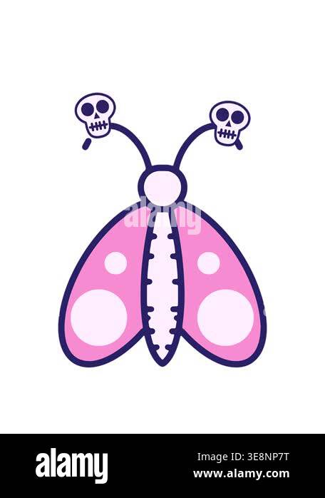 spinning skulls animation of simple cute drawing of butterfly Stock ...