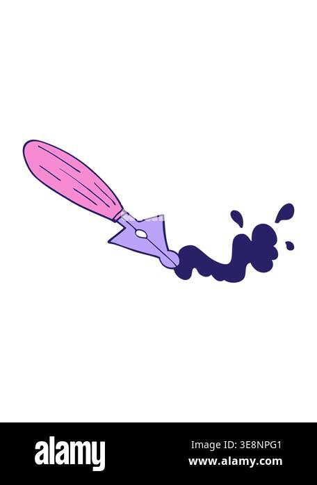 jiggle and pause animation of cartoon fountain pen Stock Video Footage ...