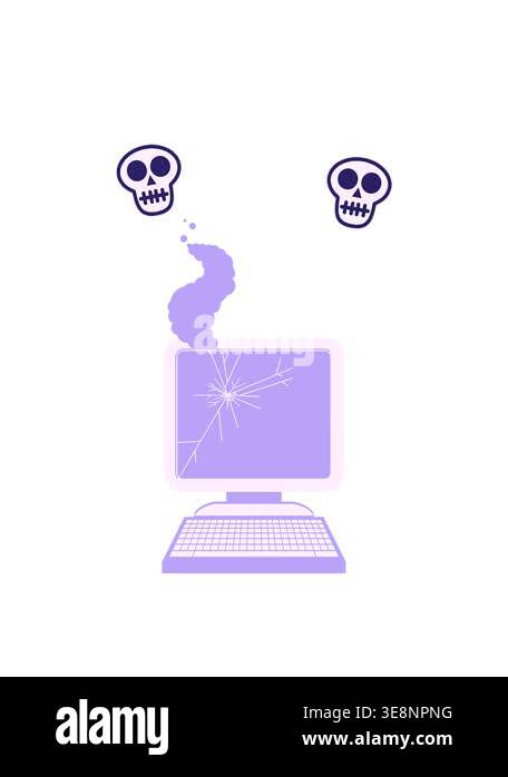 spinning skulls animation of broken computer graphic vector ...