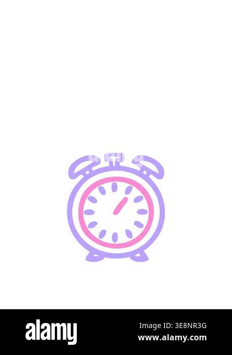 stretching up animation of line drawing cartoon of a alarm clock icon ...