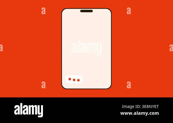 Animated vector illustration of a smartphone displaying an incoming ...