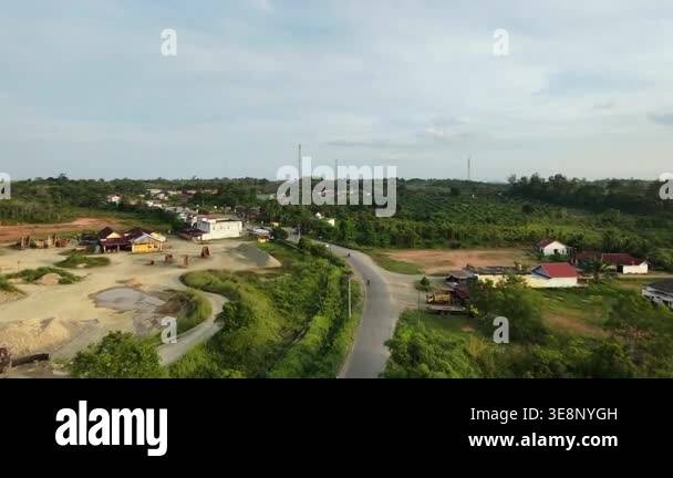 Semi Rural Aerial view of a semi-rural landscape with winding roads, scattered ...