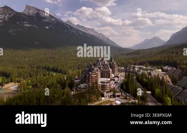 Cinematic drone footage of the historic Fairmont Banff Springs Hotel ...