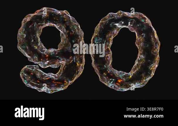 Two transparent bubble-like 3D numbers zero and zero floating against a ...