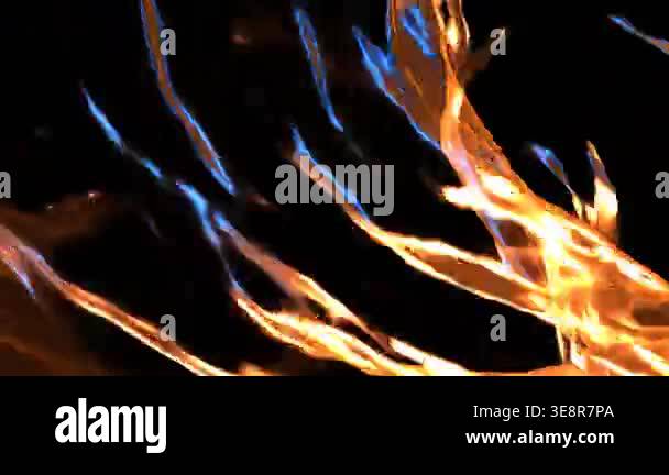Colorful Flames and Sparks Animation Dancing in a Dark Environment with ...
