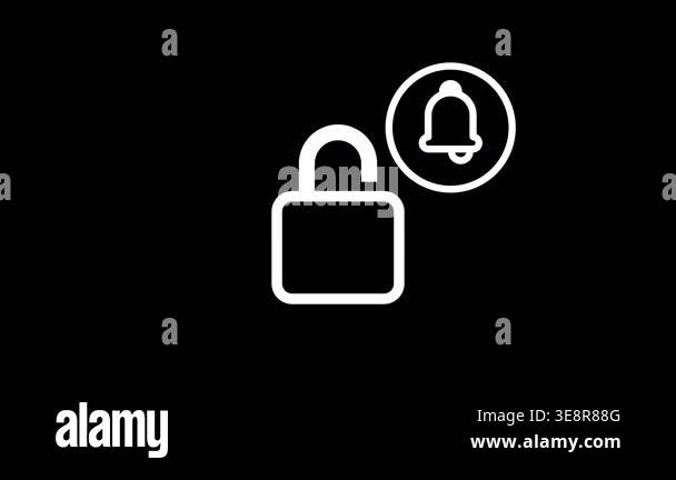 A padlock icon overlaid with a bell notification badge representing a ...