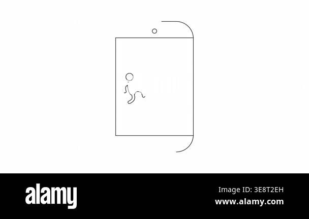 A simple line drawing illustrating the concept of smartphone addiction ...