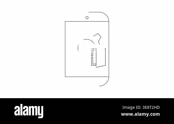 Animated icon showing a gear inside a mobile phone with a file being ...