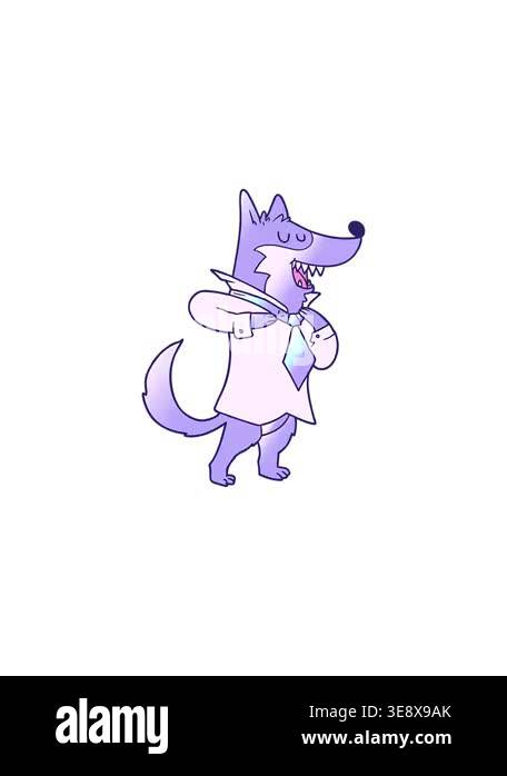 flashy sales animation of cartoon office wolf getting dressed Stock ...