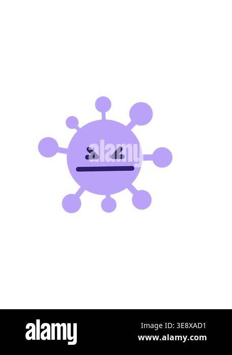 horizontally vibrating animation of simple annoyed virus design Stock ...