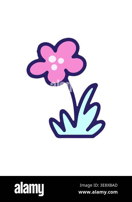 popping motion animation of drawing of a simple flower design Stock ...
