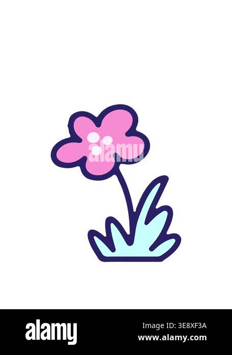 stretching up animation of drawing of a simple flower design Stock ...