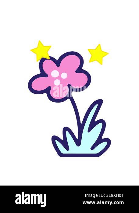 spinning stars animation of drawing of a simple flower design Stock ...