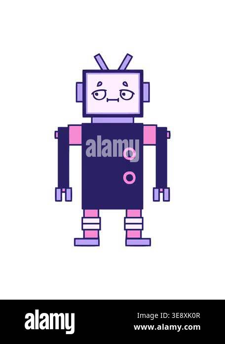 pixelize effect animation of a cute cartoon of a robot design Stock ...