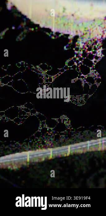 Vertical video. Electronic error. Color glitch. Pink yellow flow glow ...