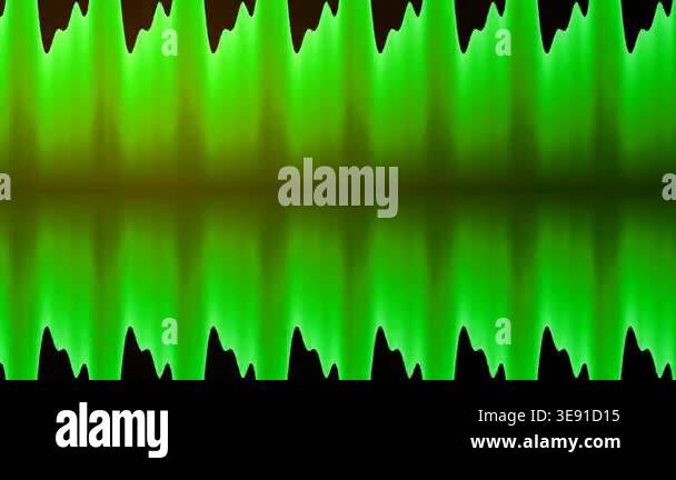 Abstract green waveform audio spectrum analyzer on black background ...