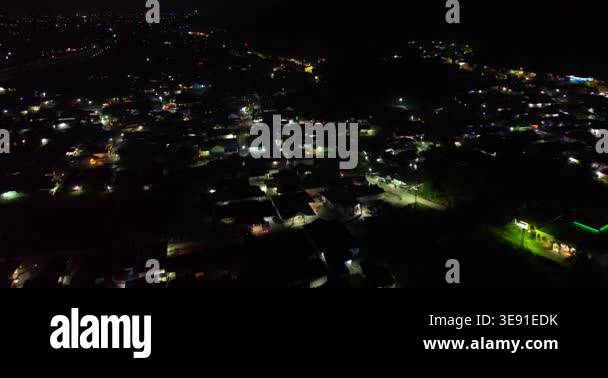 Aerial View of Town at Night Stock Video Footage - Alamy