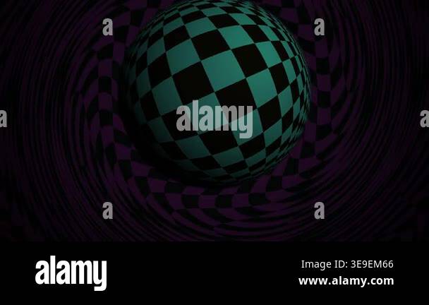 Checkerboard Animation An abstract 3D animation featuring a glowing green and black ...