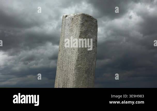 Historic runic inscription carved on stone monument preserves ancient ...