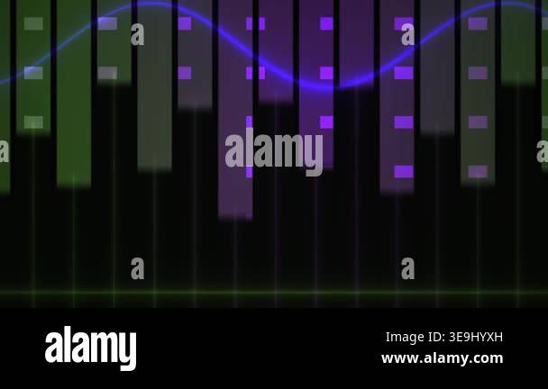 Abstract digital audio spectrum equalizer visualizer with a glowing ...