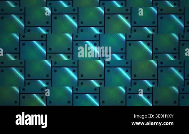 An animated abstract background featuring a grid of dark rectangular ...