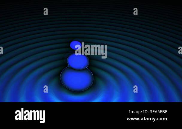Abstract Digital Animation of Glowing Blue Spheres with Concentric ...