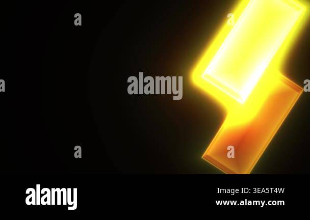 Bright glowing yellow orange rectangular shapes move and glow on a dark ...