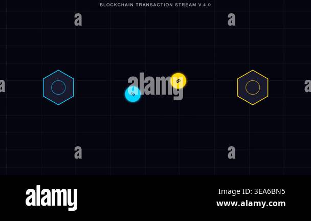 A conceptual animation showing blockchain transactions moving between ...