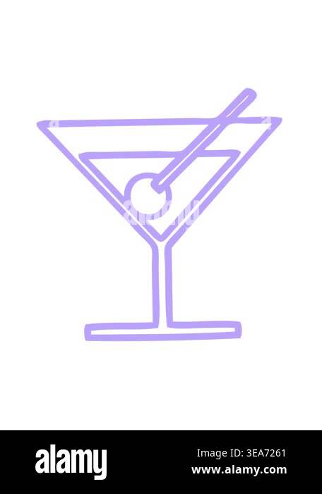 jiggle motion animation of line drawing cartoon of a fancy cocktail ...