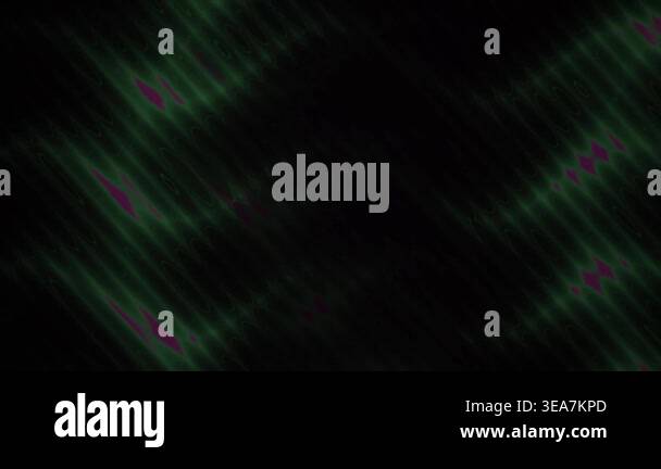 Abstract dark background with green glowing diagonal light streaks ...