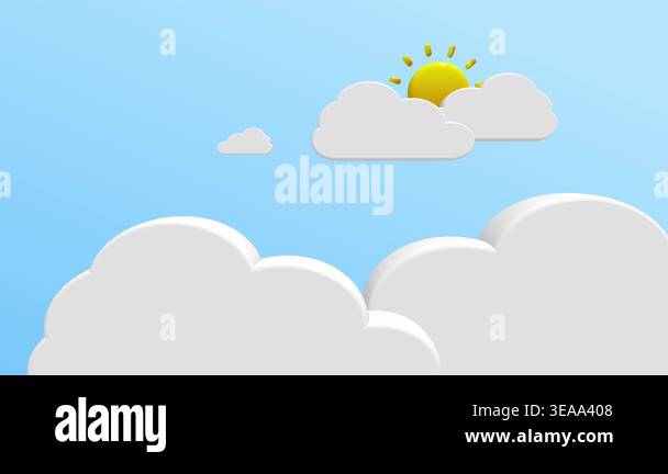 Sunny Ranimation Sunny Sky Background Animation with Moving Clouds and Sun 3D Cartoon ...