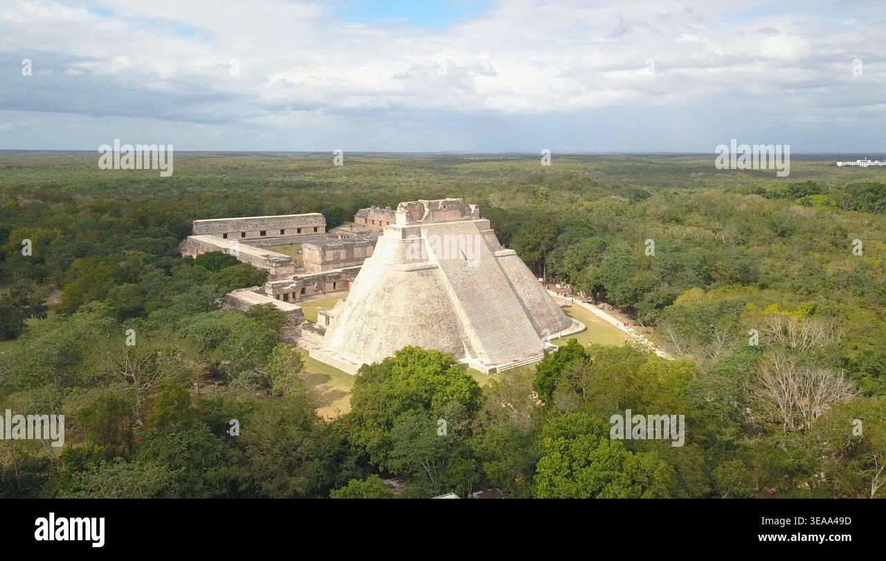 Aerial view of Mayan pyramid lost in jungle Stock Video Footage - Alamy