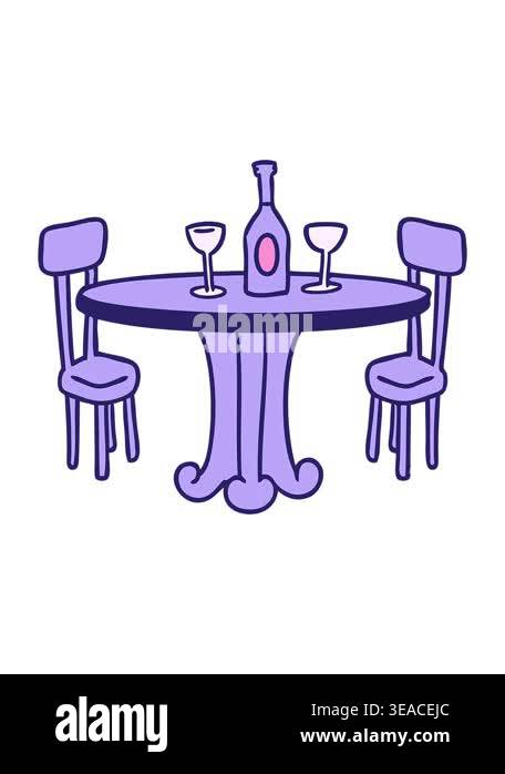 bobbing motion animation of hand drawn cartoon doodle dinner table and ...