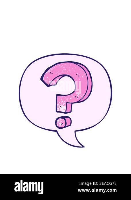 stretching up animation of cartoon question mark with speech bubble in ...