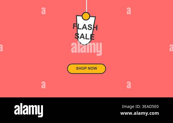 Illustration of a flash sale sign and shop now button on pink ...