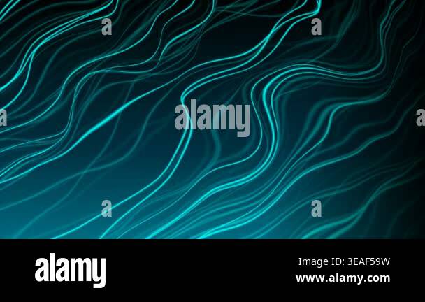 Blue luminous glowing liquid wavy lines abstract neon lights motion ...
