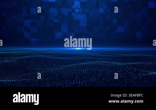 Animated digital waves glowing blue against grid background built pixel ...