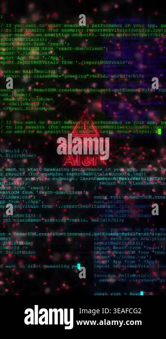 Abstract Scan Alert digital glitch effect noise background. Error ...