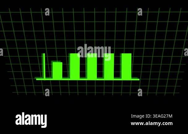 Business growth green bar chart animation progress financial data ...